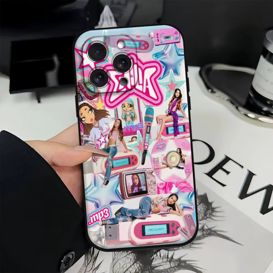 Emilia Mernes MP3 Handyhülle für Apple iPhone 11 bis 17 Pro Max, Weiche Schutzhülle, Schwarz/Multicolor - Bild 2