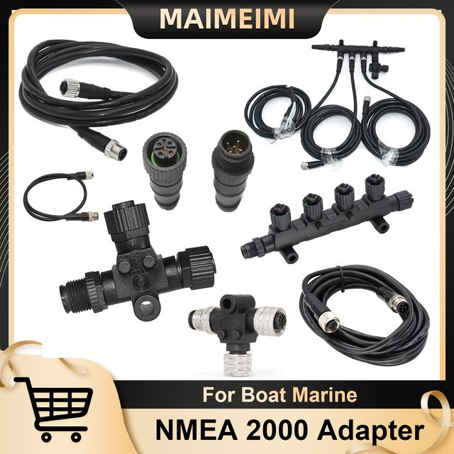 NMEA 2000 Adapter-Konverterkabel Starter-Set in Schwarz mit T-Typ-Stecker und verschiedenen Anschlussmöglichkeiten für Marine und Boot - Bild 1