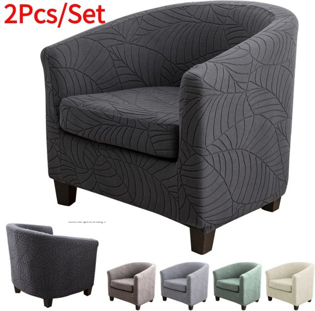 WANERQU Sesselbezug Blätter Jacquard in Grau, elastischer Stretch-Schonbezug mit floralem Muster und Schmutzabweisender Funktion - Bild 1