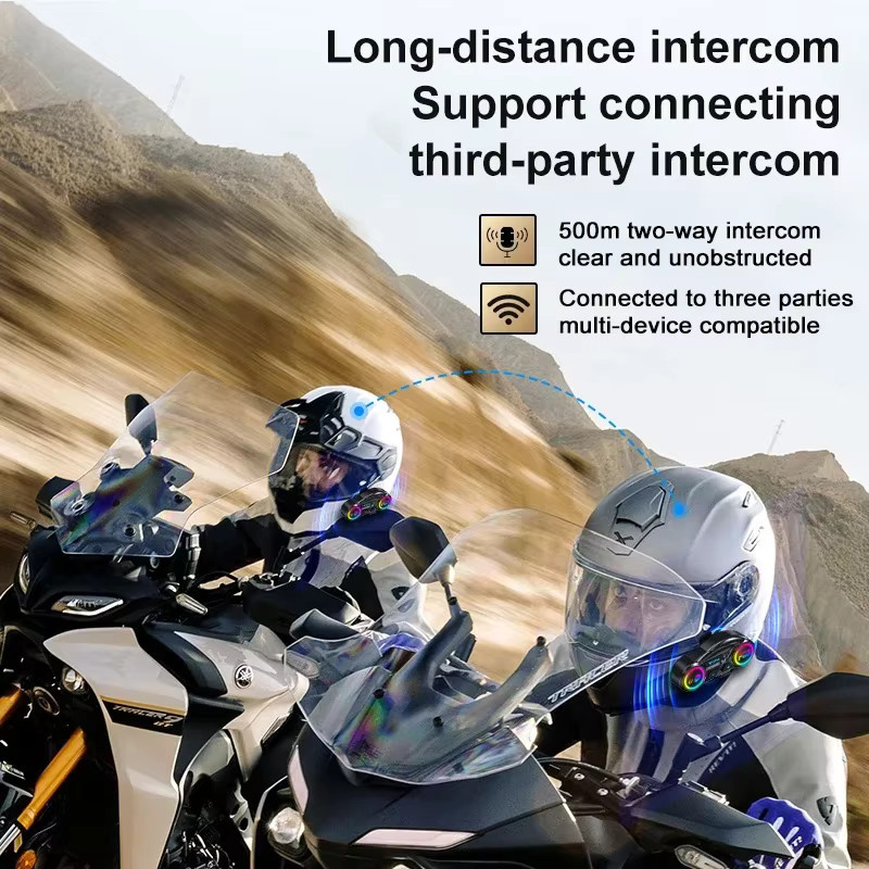XINOWY Y13 Pro Motorrad Helm Bluetooth Headset Intercom mit V6.0 Chip, Stereo, FM Radio und RGB Licht in Schwarz - Bild 3
