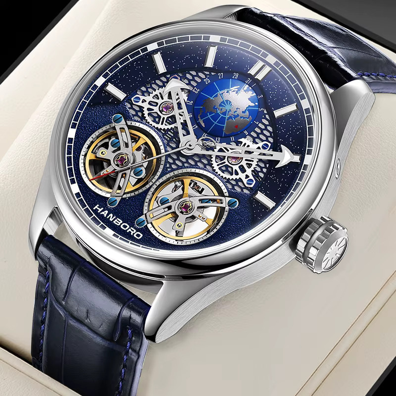 HANBORO Armbanduhr Automatik, Edelstahl, Silber, Herren - Bild 4