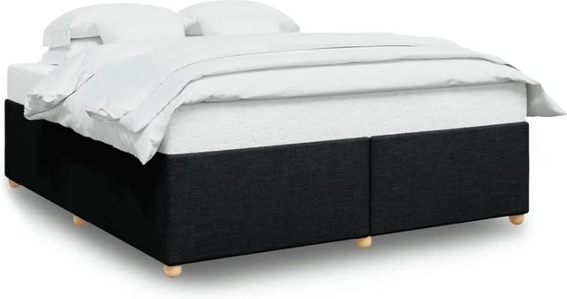 vidaXL Bettgestell aus massivem Kiefernholz und Stoff in Schwarz, B/T/H: 180 x 200 cm - Bild 1