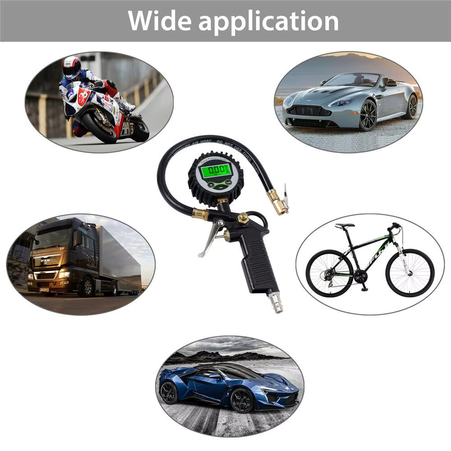 LEEPEE Digitales Reifenluftdruck-Manometer mit LCD-Display und LED-Hintergrundbeleuchtung für Auto, Motorrad und Fahrrad, Farbe: Schwarz - Bild 4