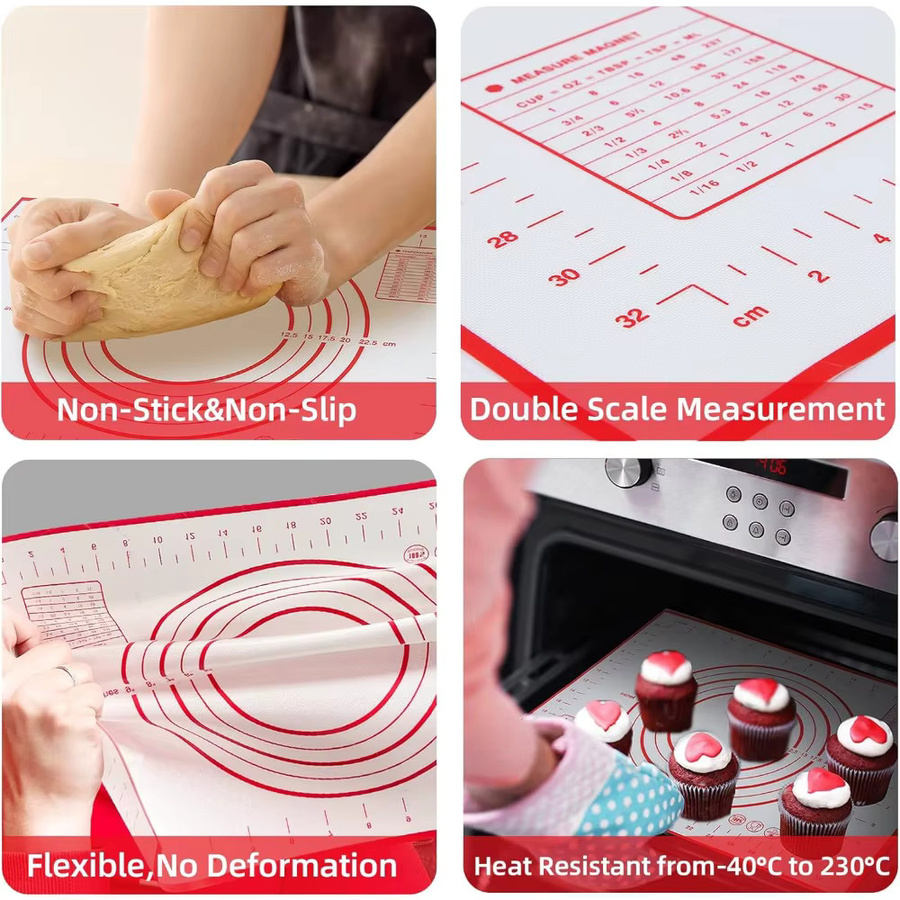 FEB.WIND Silikon-Backmatte als rutschfestes Knetpad zum Ausrollen von Teig für Fondant, Pizza und Kekse - Bild 3
