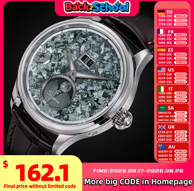 SEESTERN Armbanduhr Automatik, Mondphase, Titan, Saphirglas, Herren - Bild 1