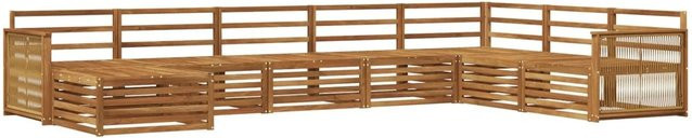 vidaXL Outdoor-Sofagarnitur aus Akazienholz in Natur, 8-teiliges Set im U-Shape mit modernem Latten-Design - Bild 1