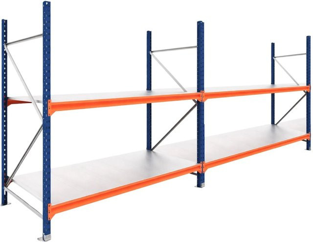 PROREGAL DOMINUS Schwerlastregal Weitspannregal mit 2 Feldern und 2 Ebenen in Blau/Orange, B/T/H: 480 x 100 x 200 cm - Bild 1