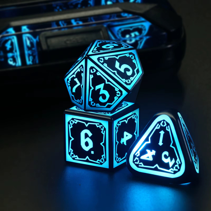 ZHOORQI DND-Würfelset, blau, 7-teiliges Set, LED, wiederaufladbar - Bild 2