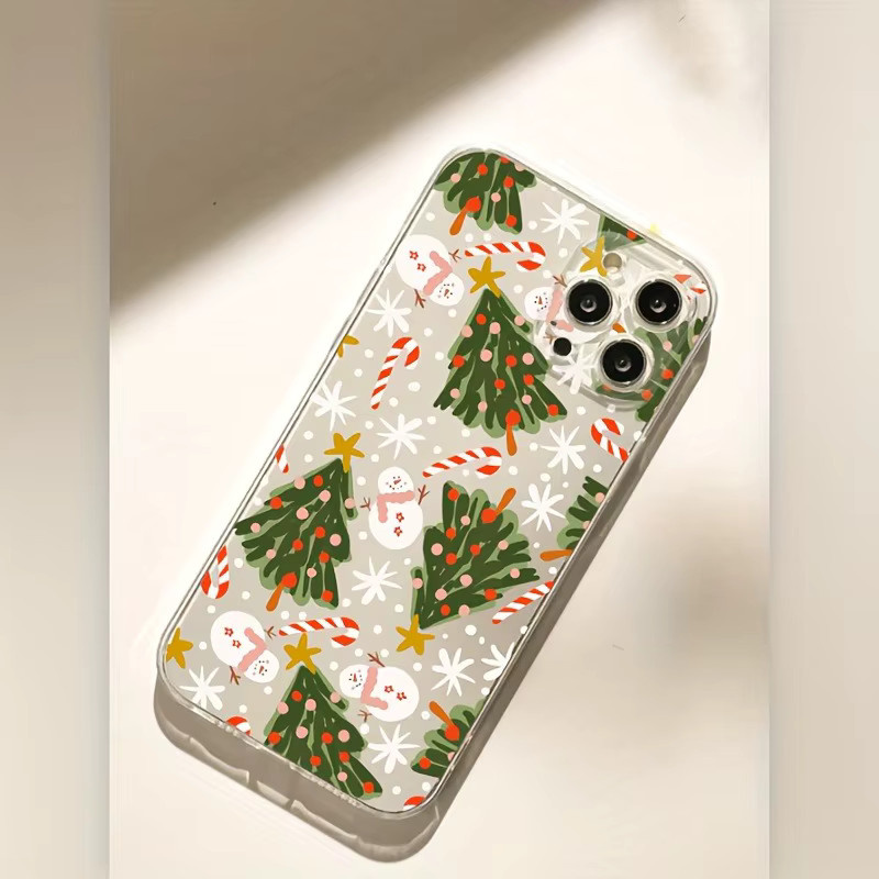 Transparente TPU-Handyhülle mit Weihnachtsbaum- und Schneemannmuster für Apple iPhone 11 bis iPhone 17 Pro Max Modelle - Bild 4
