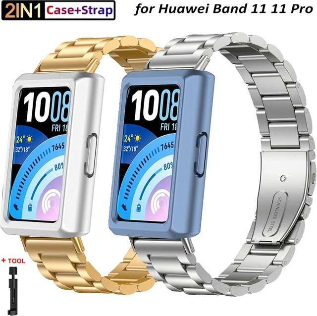 FancyWrist Uhrenarmband Edelstahl, 2-in-1 mit PC-Hülle, Huawei Band 11/11 Pro - Bild 1
