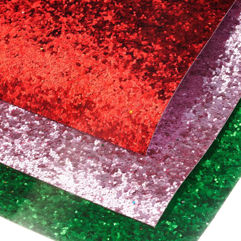 QIBU Chunky Glitzerstoff als Meterware, einfarbige Kunstlederrolle in Multicolour, Breite: 50 cm, Länge: 120 cm - Bild 3