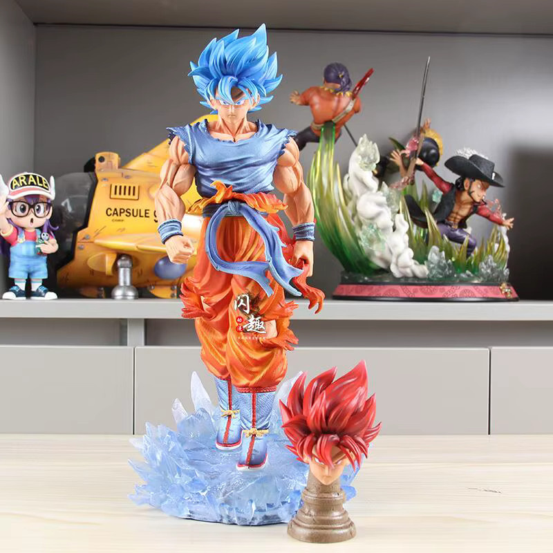 Bandai Dragon Ball Super Saiyan Blue Goku Leuchtfigur, Doppel-Skulptur, Anime-Statue - Bild 1