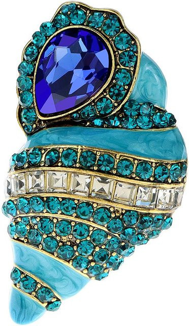 YIRAN Brosche Damen, Barock Muschel Blau, Strass, Emaille - Bild 1