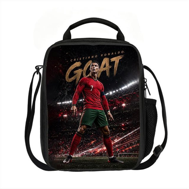 Fancy Style Studio Ronaldo Thermotasche Fußballstar, auslaufsichere Isoliertasche für Lunchboxen, Schwarz - Bild 1