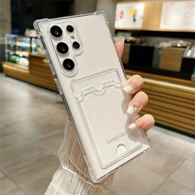 Stoßfeste TPU Handyhülle mit Kartenhalter für Samsung Galaxy S26 Ultra und S26 Plus in Transparent - Bild 1