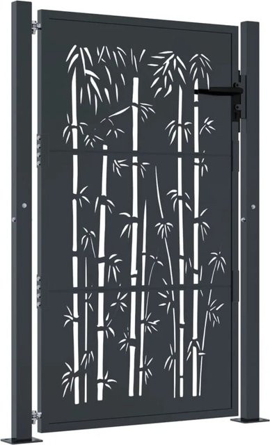 vidaXL Gartentor aus Stahl in Anthrazit mit Bambus-Design, B: 105 cm, H: 130 cm - Bild 1