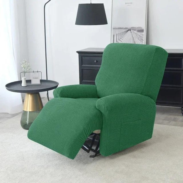 4-teiliges Set elastische Sofabezüge in Grün, rutschfeste Stretch-Schonbezüge aus Jacquard-Polyester für Sessel und Couch - Bild 1