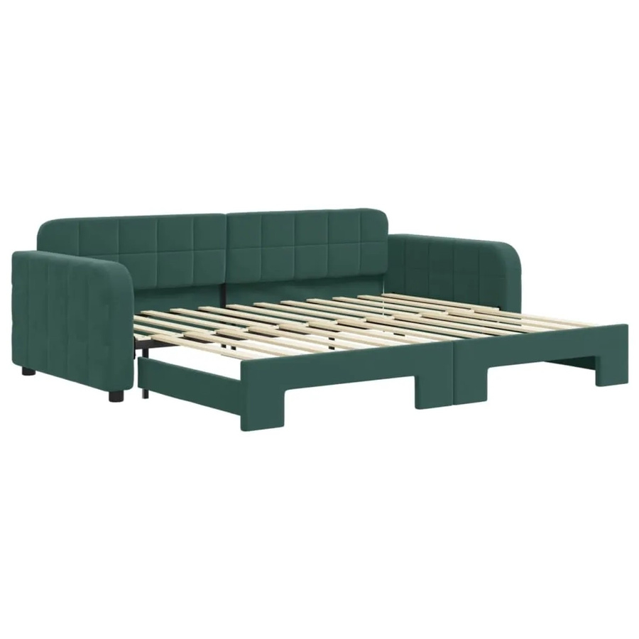 vidaXL Ausziehbares Tagesbett in Dunkelgrün aus Samt, B/T/H: 90 x 200 cm - Bild 2