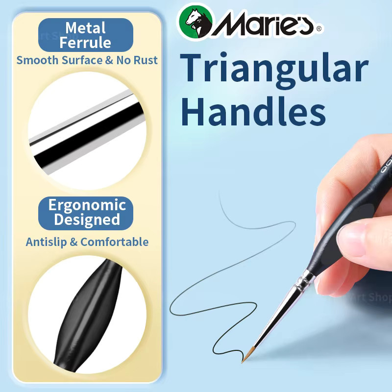 Marie 6-teiliges Miniaturpinsel-Set in Schwarz für Acrylmalerei, Modelle und Zahlenmalerei - Bild 3