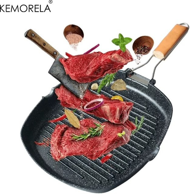 KEMORELA Faltbare Grillpfanne aus Aluminium mit Antihaftbeschichtung in Schwarz, Durchmesser: 22 cm - Bild 1