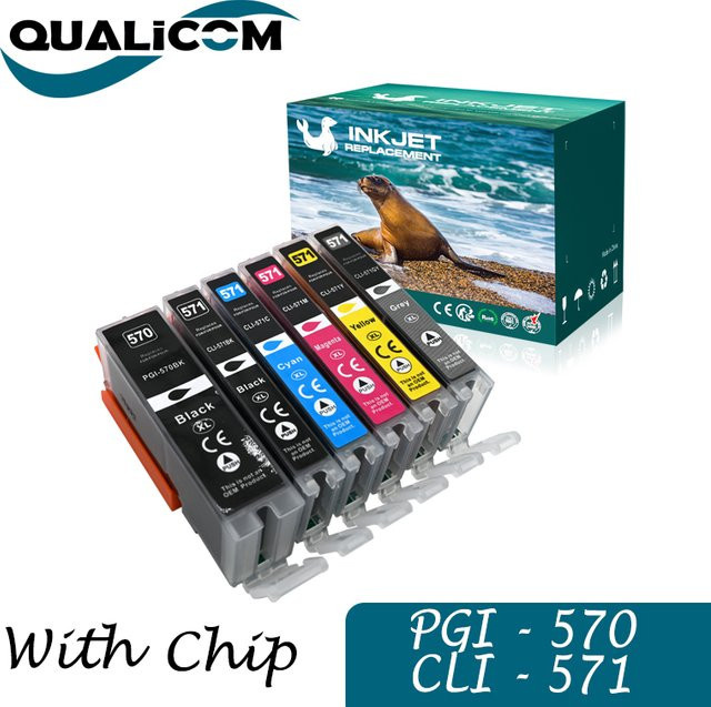 6-teiliges Set kompatible Tintenpatronen für Canon Pixma MG5700 MG5750 MG5751 MG5752 MG5753 MG6800 MG6850, PGI-570 XXL und CLI-571 XL kompatibel - Bild 1