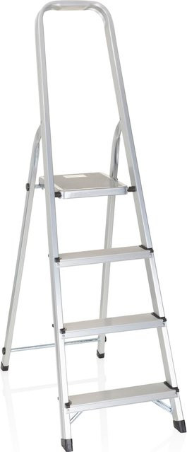 hjh OFFICE Klappleiter SOLID II aus Aluminium in Silber, Höhe: 148 cm - Bild 1