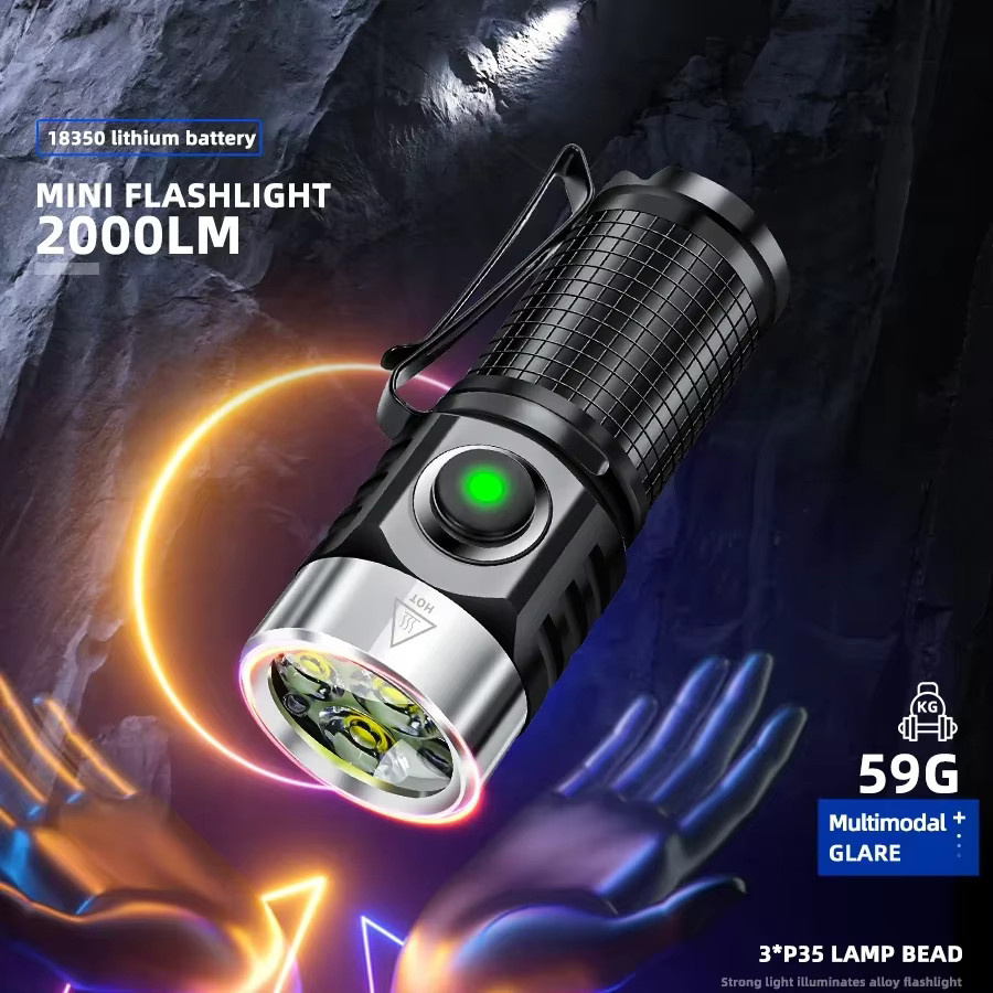 NEWBIRTH LED-Schlüsselanhänger-Taschenlampe in Schwarz mit 1000 lm, tragbare Mini-Taschenlampe mit Magnet, Flutlicht und IP68-Schutz - Bild 2