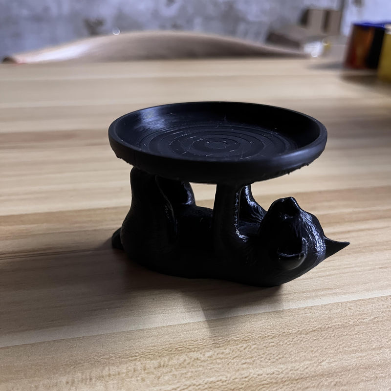 Multifunktionales Aufbewahrungsornament in Form einer schwarzen Katze aus Kunstharz mit rundem Design für deine Dekoration - Bild 5