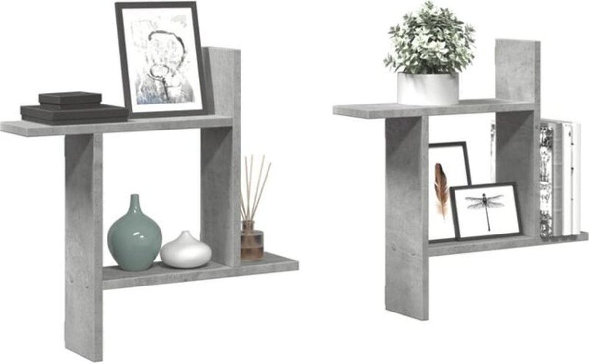 Vidaxl Wandregal Set 2 Stück aus Holzwerkstoff in Grau, Modern, B: 50 cm, T: 12 cm, H: 50 cm - Bild 1