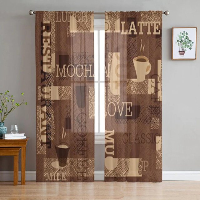 Transparente Tüll-Vorhänge aus Organza von A Family Of Home Textiles in Kaffee, Breite: 135 cm, Höhe: 183 cm - Bild 1