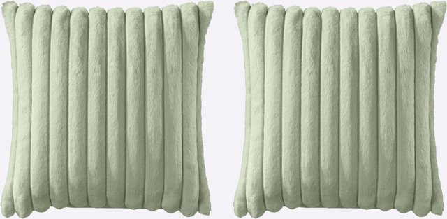 Heine Home Plaid in Grün mit Kunstfell-Streifenstruktur und Veloursamt-Optik, B/T: 200 x 150 cm - Bild 1