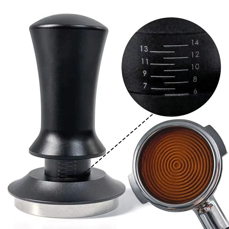 PERFFEE Espresso-Tamper mit Wellenboden und Tiefenindikation aus Edelstahl, Durchmesser: 54 mm - Bild 6