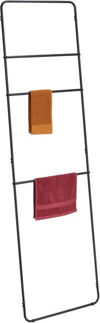 Relaxdays Handtuchleiter aus Stahl in Schwarz mit 3 Sprossen und Kippschutz, Höhe: 180,5 cm, Breite: 55,5 cm, Tiefe: 1,5 cm - Bild 1