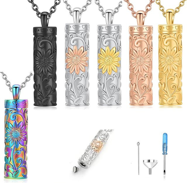 Halskette Silber, Zylinder-Bar-Urnen-Halskette, Unisex - Bild 1