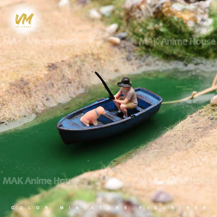MAK Bemalte Miniaturen, Angler, Kanus, Hunde, Outdoor-Szenenfiguren, Kunststoff - Bild 2