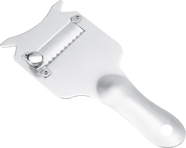 TOMTOP JMS Trüffelkäsehobel aus Edelstahl in Weiß und Silber mit verstellbarer Klinge und spülmaschinenfestem Design - Bild 1
