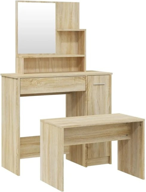 vidaXL Schminktisch-Set Sonoma-Eiche in Braun mit modernem Design, B/T/H: 86,5 x 35 x 136 cm - Bild 1