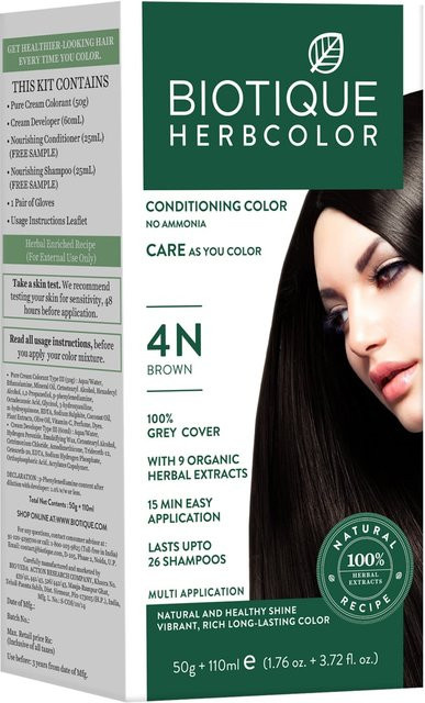 Biotique Herbcolor Haarfarbe Braun 4N, 160 ml, mit Arganöl - Bild 1