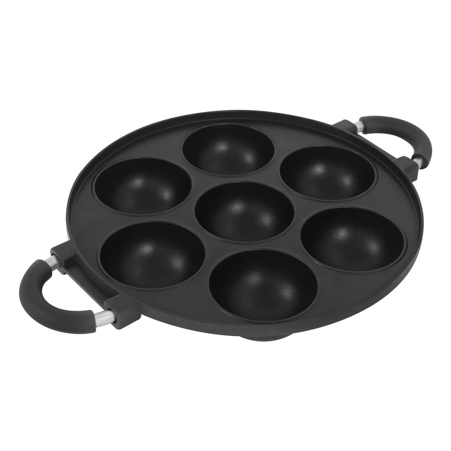 Bymaocar Antihaftbeschichtete 7-Loch Takoyaki-Backform in Schwarz mit Griff für Omelett und Kuchen - Bild 2