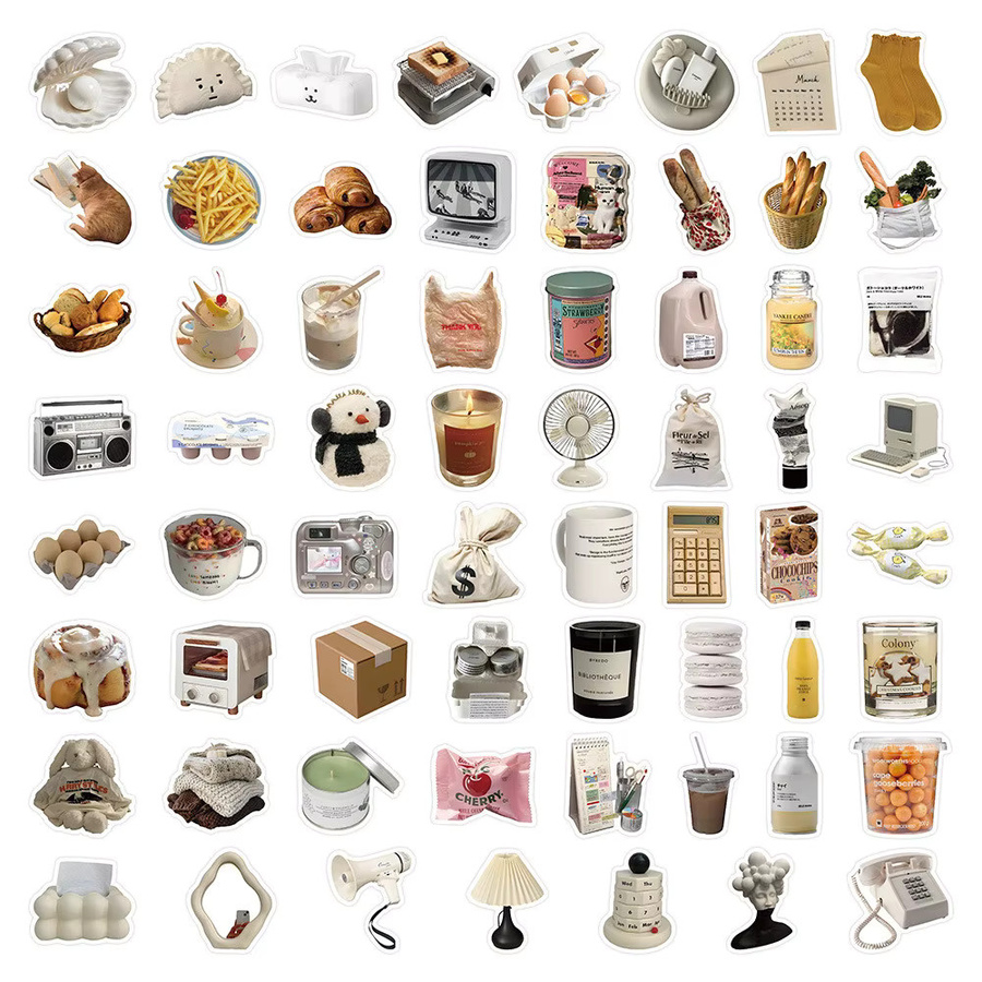 60 Stück mattierte ästhetische Aufkleber in Weiß im Muji-Stil von YourLife Store für Tagebücher und Glasbecher - Bild 2
