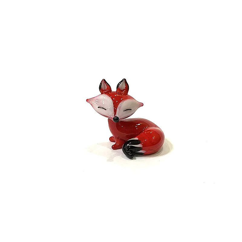 Handgemachte Glasfuchs Miniatur Figur als dekoratives Tierornament für dein Bücherregal oder den Schreibtisch - Bild 2