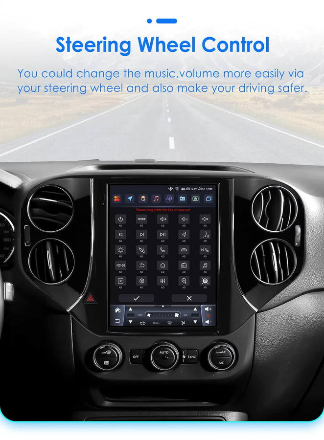 OSSURET Android 13 Autoradio mit 9,7 Zoll Display für VW Volkswagen Tiguan 2013-2017, Multimedia-Player mit GPS, Carplay und Rückfahrkamera, Schwarz - Bild 5