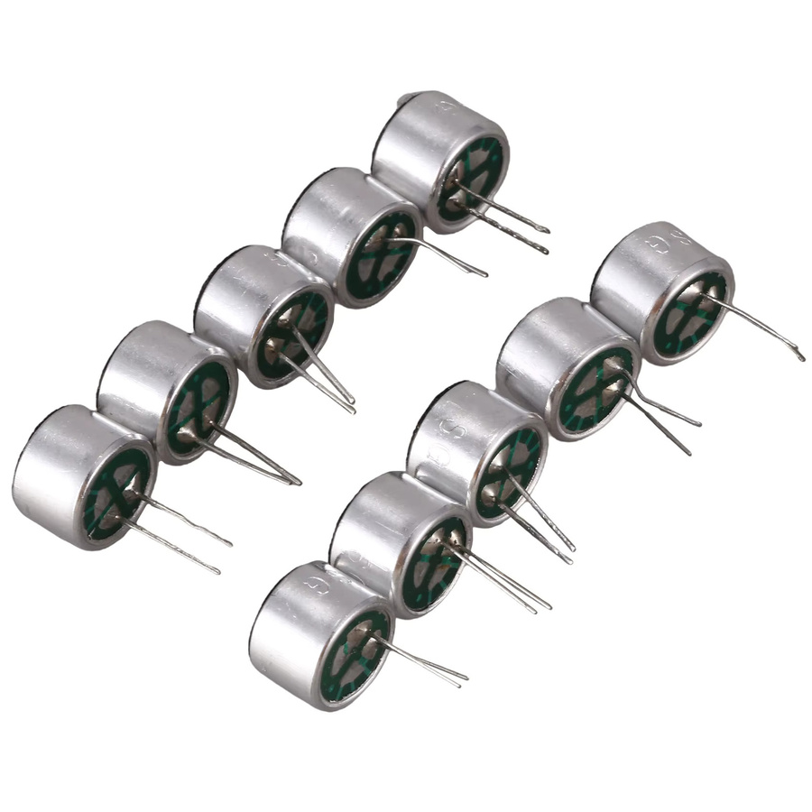 10 Stück Mikrofon Kapseln Elektret Kondensator Mini 2-polig in Silber, Durchmesser: 9,7 mm, Höhe: 7 mm - Bild 1
