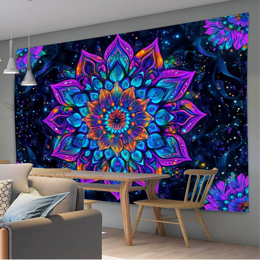 VIKAMA Mandala Kaleidoskop Wandteppich in Multicolour, geometrische Ethnic Wanddekoration für Wohnzimmer, Schlafzimmer oder Yoga-Zimmer, B/H: 75 x 58 cm - Bild 2