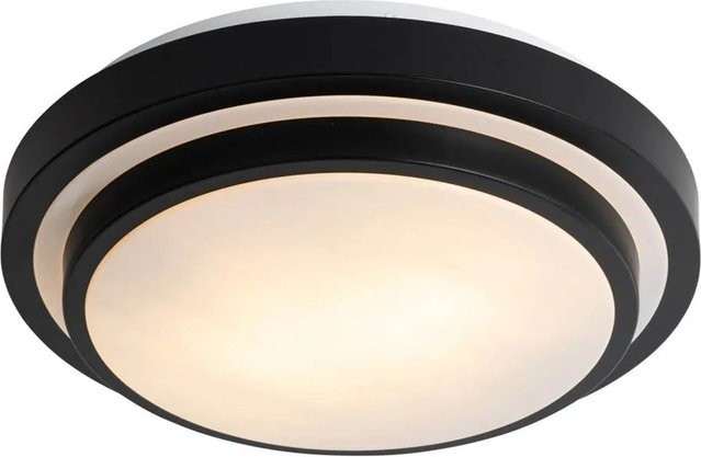 QAZQA Walden Moderne Deckenleuchte aus Stahl in Schwarz und Weiß, IP44, dimmbar, E27, Durchmesser: 35 cm - Bild 1