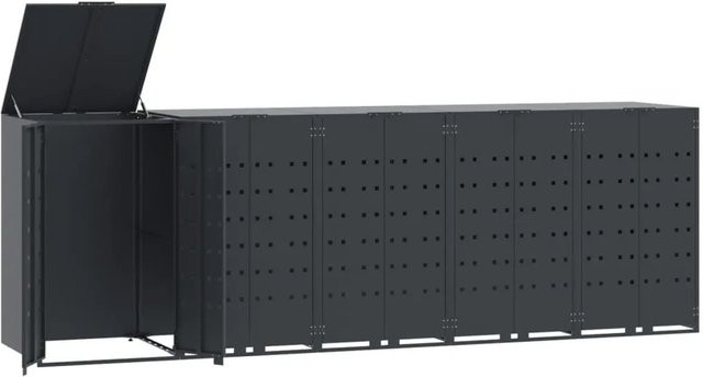 vidaXL Mülltonnenbox für 5 Tonnen aus pulverbeschichtetem Stahl, Anthrazit, B/T/H: 345 x 79 x 117 cm - Bild 1