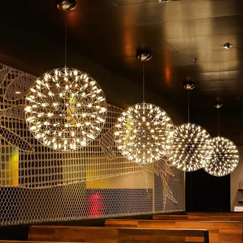JIANKEXING Nordic LED Spark Ball Kronleuchter Moderne Kugelleuchte aus Metall für Wohnzimmer und Schlafzimmer in Warmweiß - Bild 2