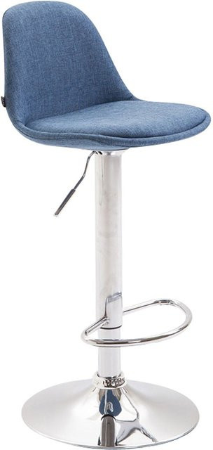 TPFLiving Barhocker Kilian in Blau mit Stoffbezug und Metallgestell in Chromoptik, B/T/H: 43 x 39 x 82 cm - Bild 1