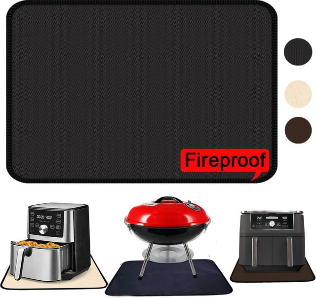 Amduine Hitzebeständige Silikonmatte als Unterlage für Heißluftfritteuse, Ofen und Grill, rechteckig, B/T: 46,0 x 38,0 cm, Farben: beige oder black - Bild 1