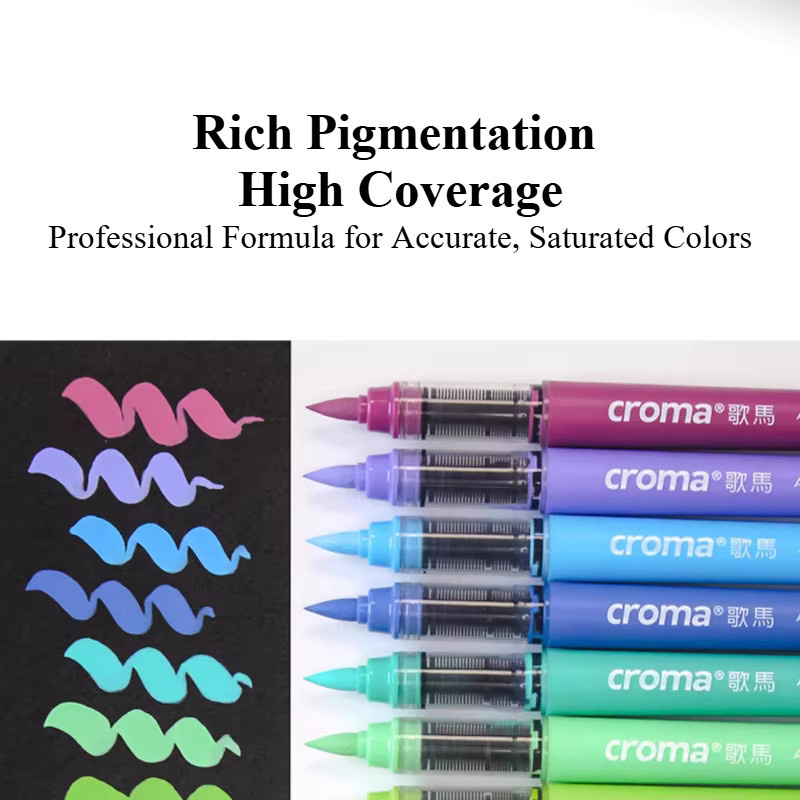 CROMA Nachfüllbares Direktflüssig-Acrylmarker-Set mit weicher Spitze, layerfähig und abwaschbar, Multicolour - Bild 3